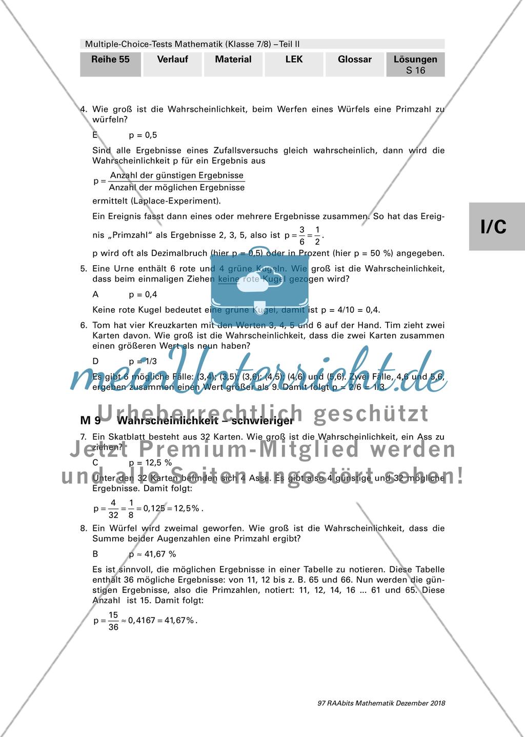 Erläuterungen und Lösungen: Multiple-Choice-Tests Preview 16