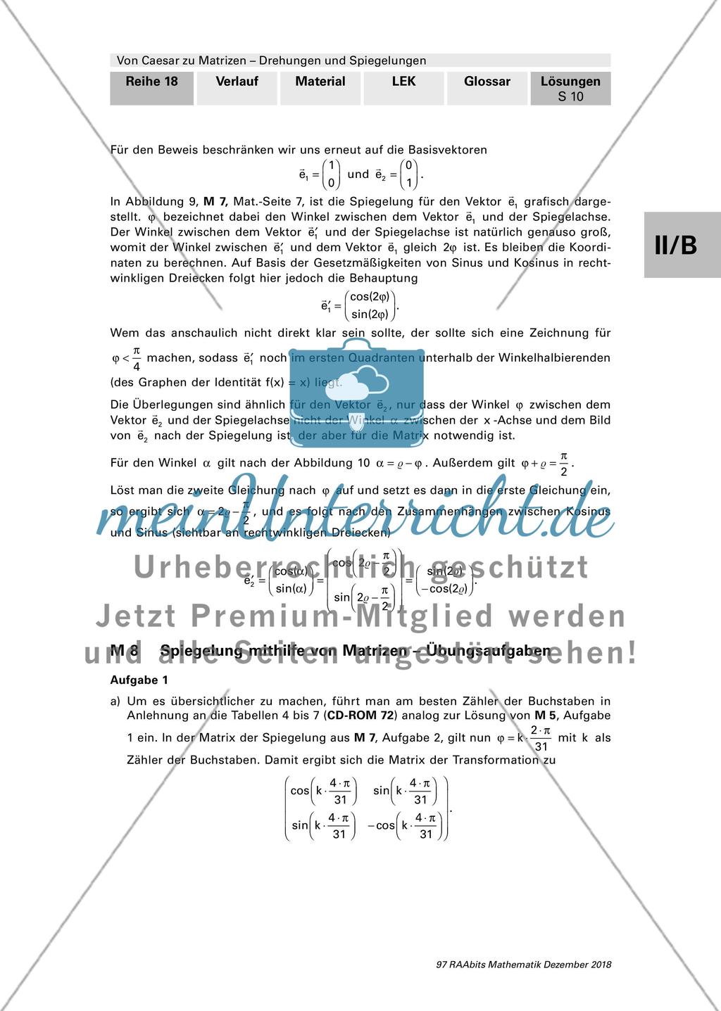 Lösungen und Tipps zum Einsatz: Drehungen und Spiegelungen mit Matrizen Preview 10