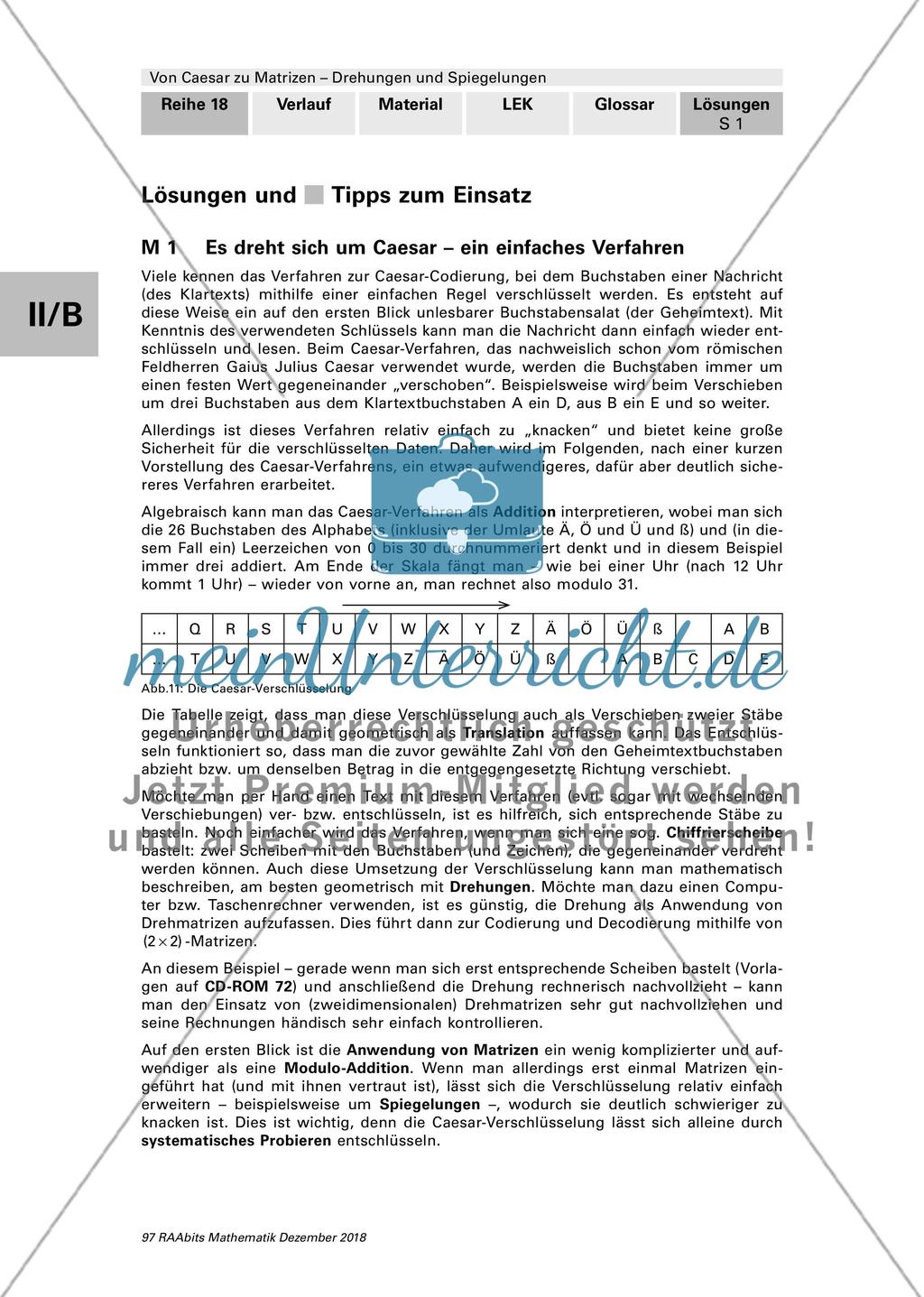 Lösungen und Tipps zum Einsatz: Drehungen und Spiegelungen mit Matrizen Preview 1