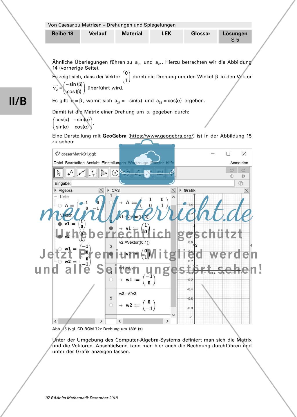 Lösungen und Tipps zum Einsatz: Drehungen und Spiegelungen mit Matrizen Preview 5