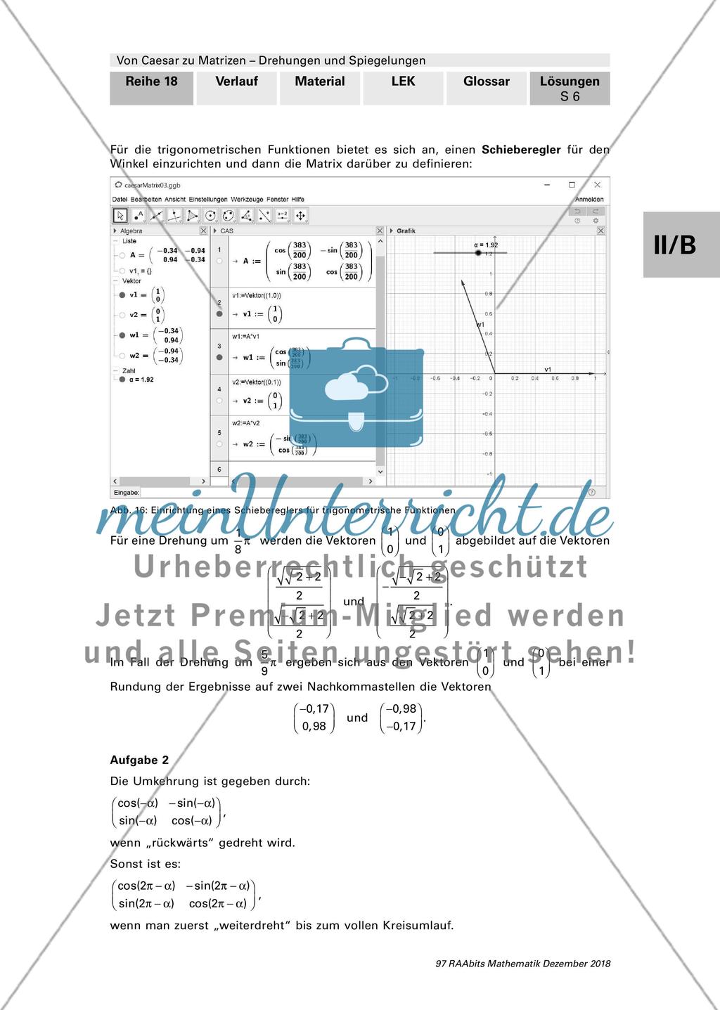 Lösungen und Tipps zum Einsatz: Drehungen und Spiegelungen mit Matrizen Preview 6
