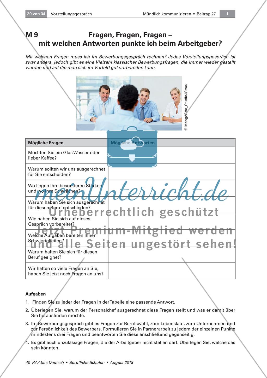 Die Durchführung und Nachbereitung eines Bewerbungsgespräches Preview 1