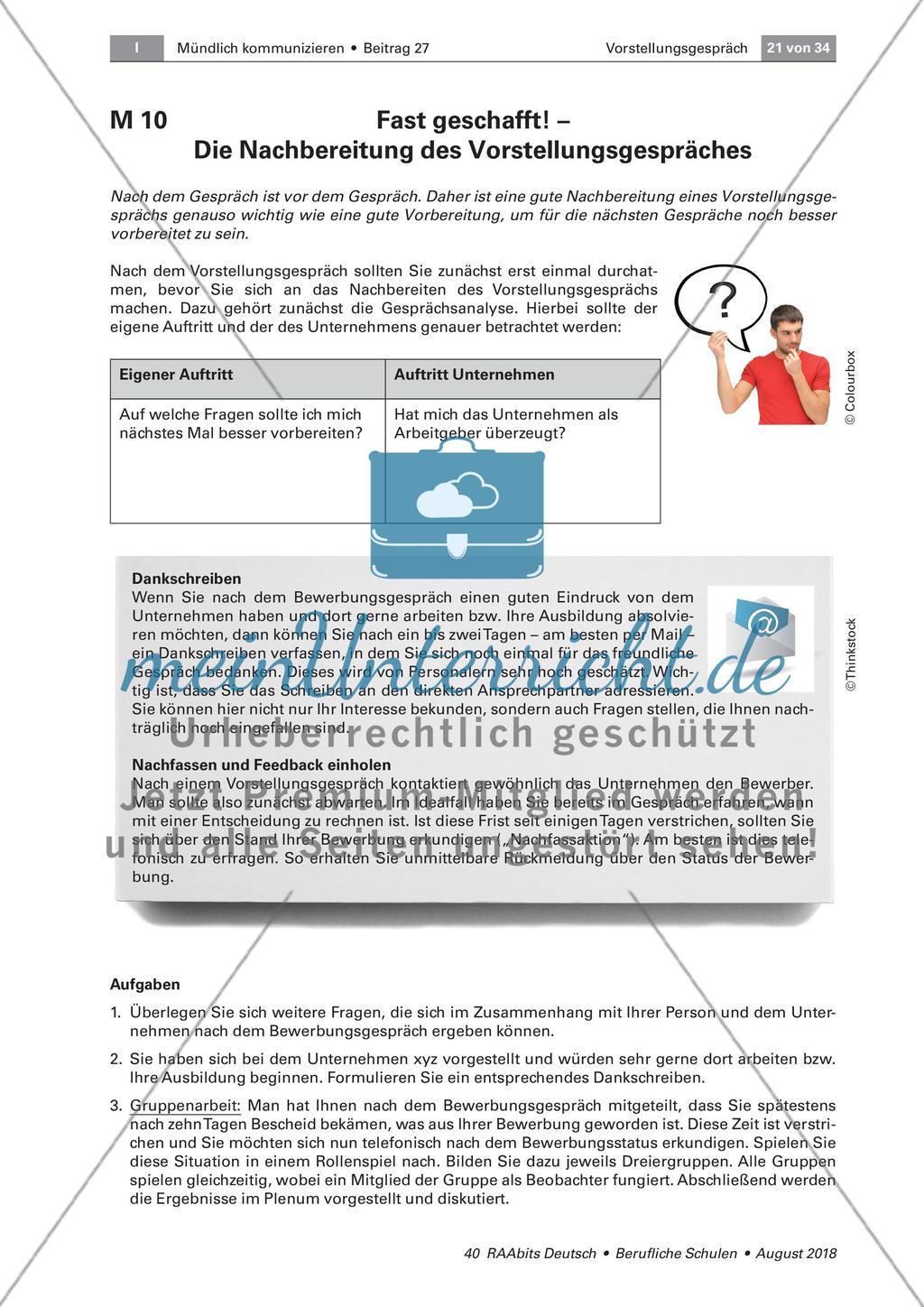 Die Durchführung und Nachbereitung eines Bewerbungsgespräches Preview 2