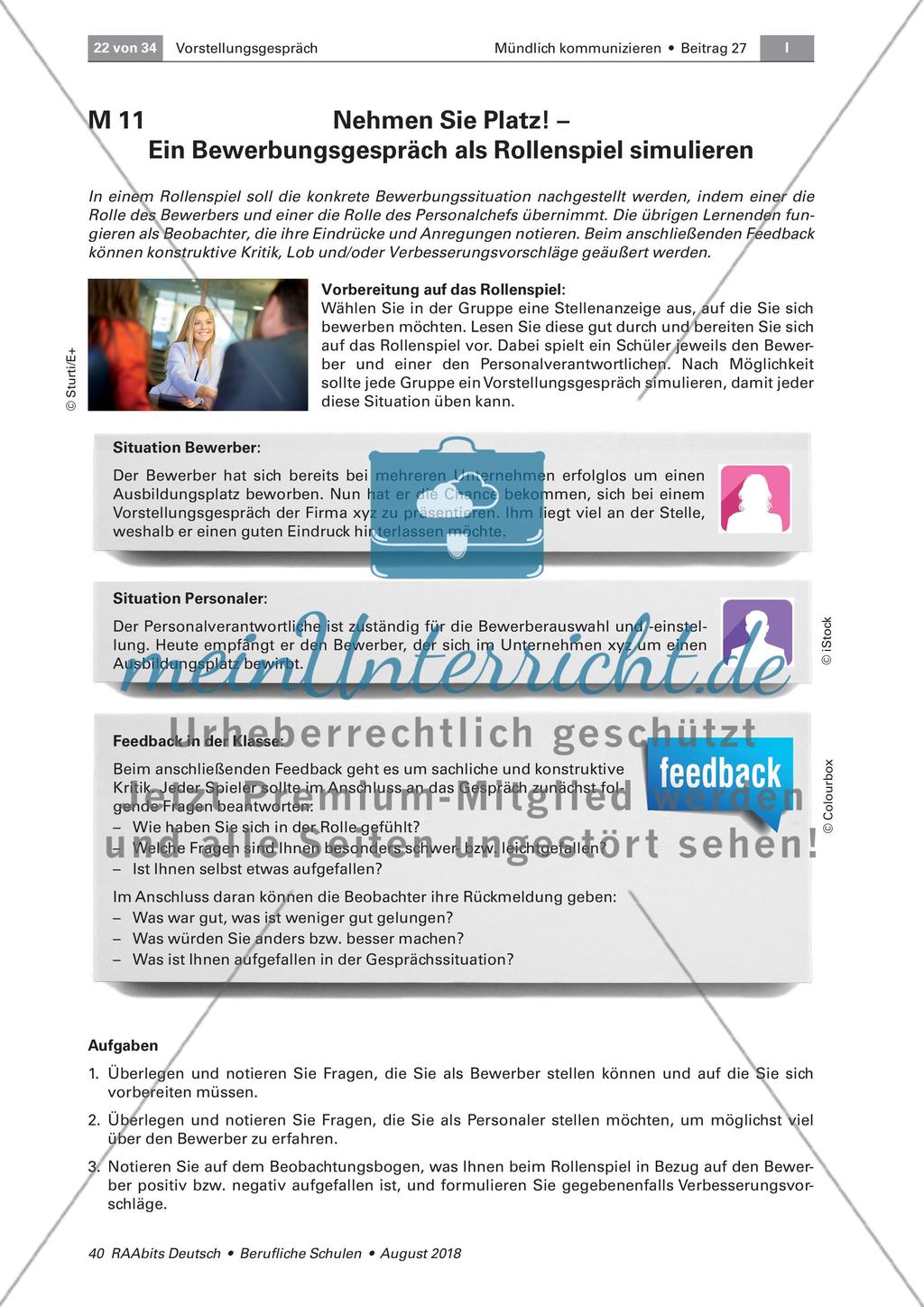 Die Durchführung und Nachbereitung eines Bewerbungsgespräches Preview 3