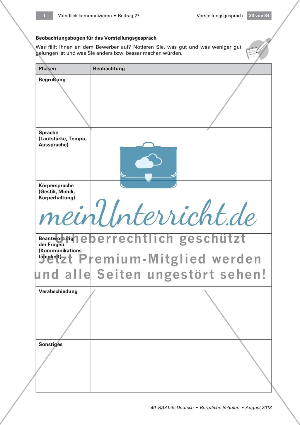 Die Durchführung und Nachbereitung eines Bewerbungsgespräches Preview 4