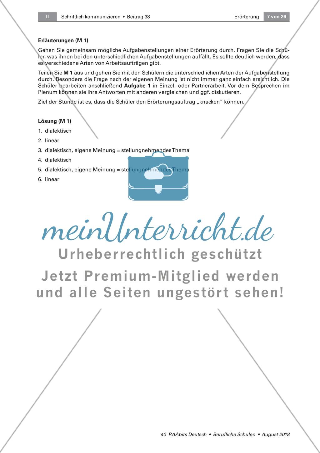 Die Aufgabenstellung einer Erörterung richtig verstehen Preview 2