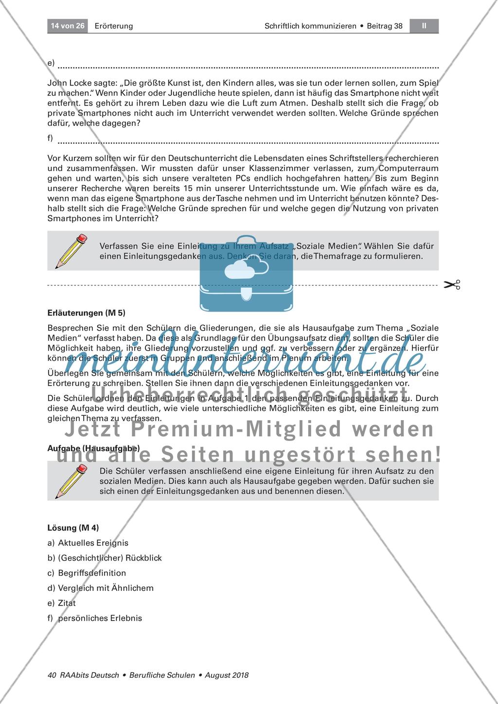 Die Einleitung einer Erörterung Preview 2