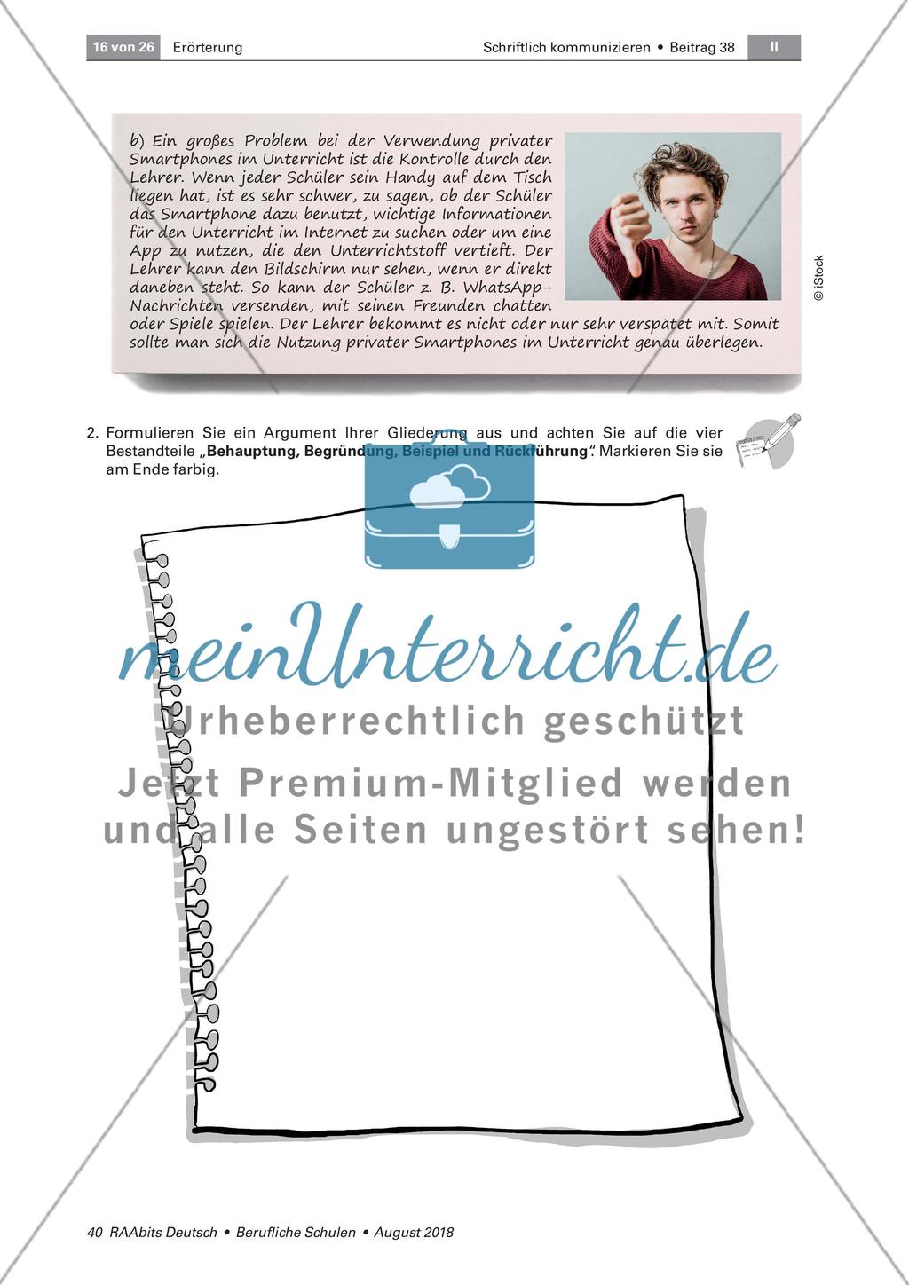 Der Aufbau eines Arguments in einer Erörterung Preview 2