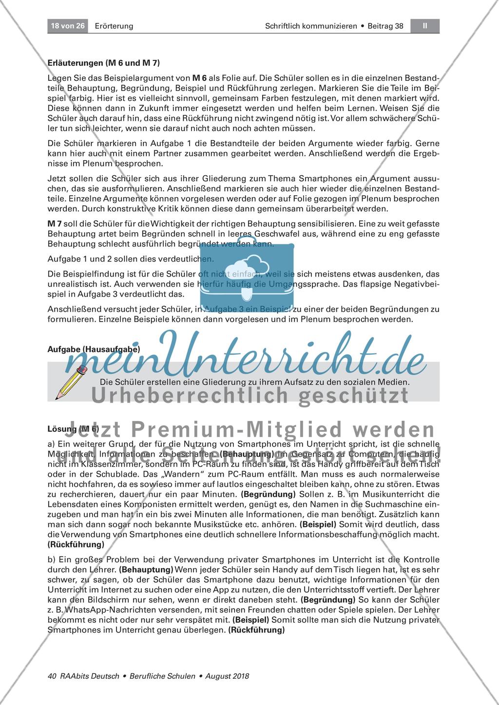 Der Aufbau eines Arguments in einer Erörterung Preview 4