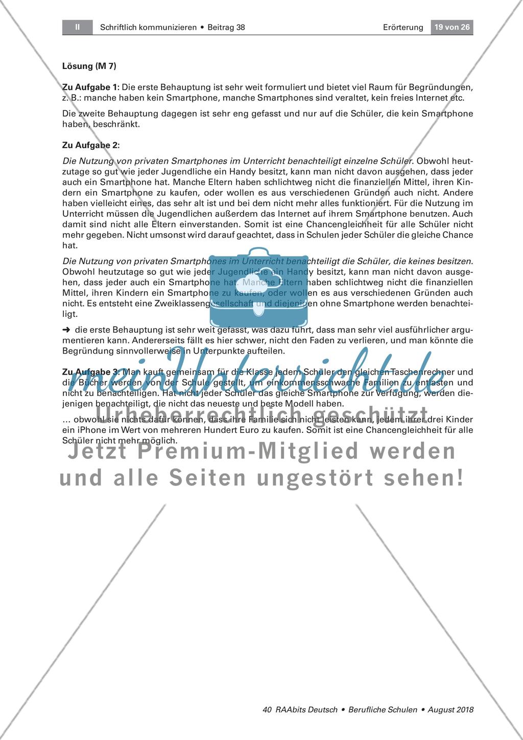 Der Aufbau eines Arguments in einer Erörterung Preview 5