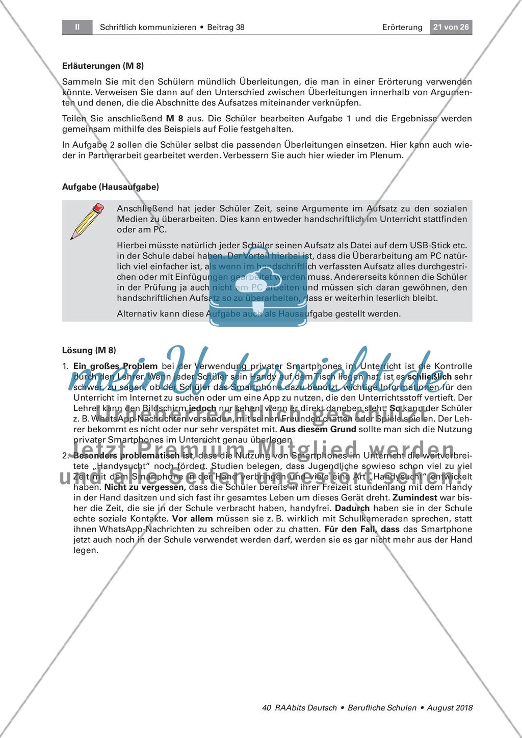 Argumente in einer Erörterung strukturieren und miteinander verknüpfen Preview 2