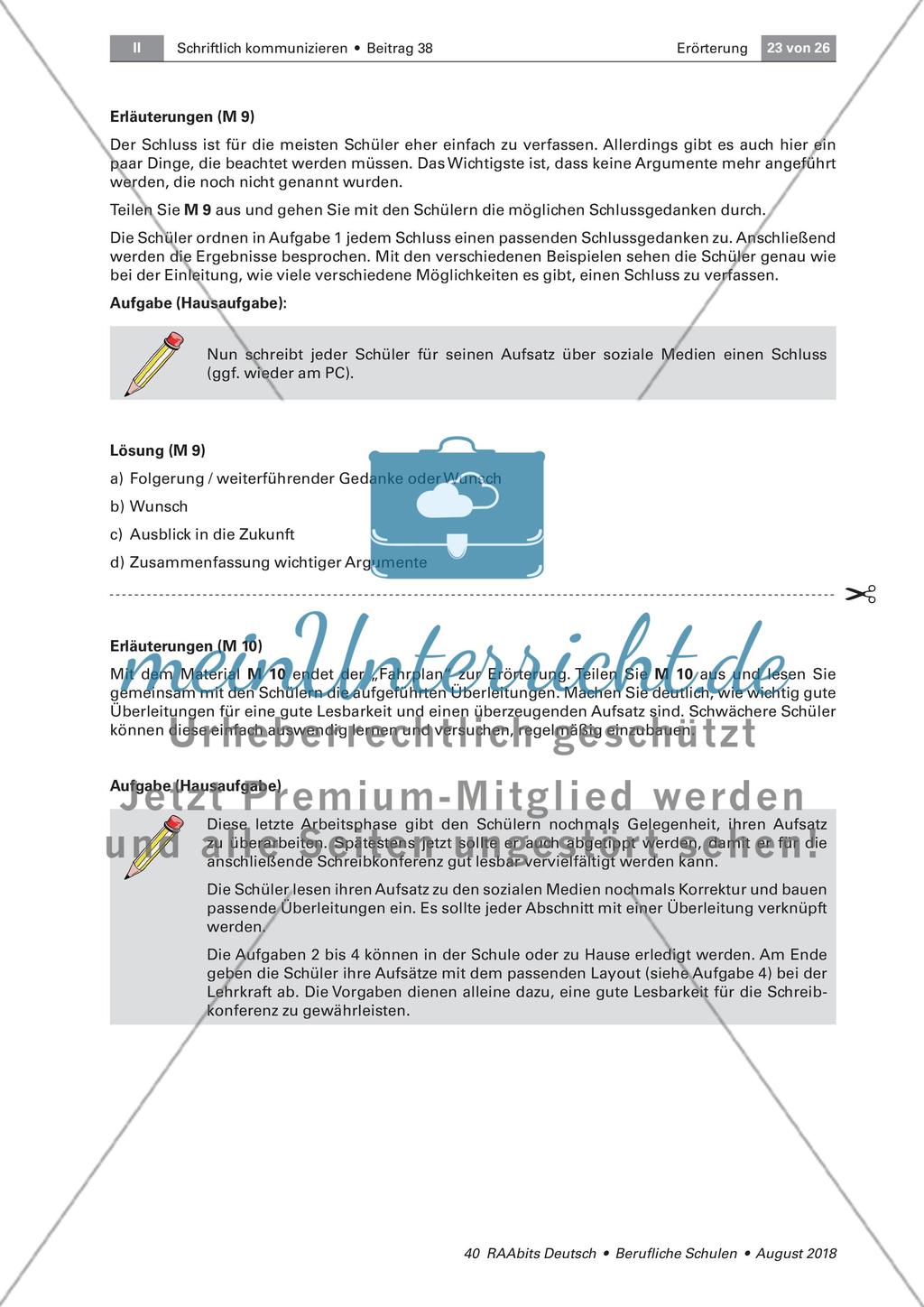 Die Überarbeitung einer Erörterung zur Vorbereitung einer Schreibkonferenz Preview 1