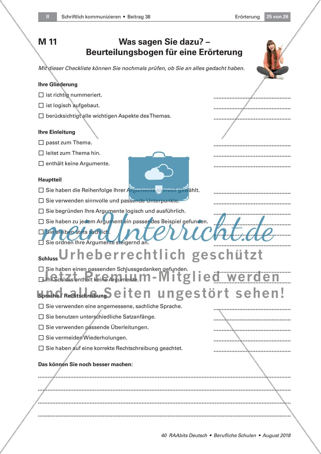 Beurteilung einer Erörterung in einer Schreibkonferenz Preview 1