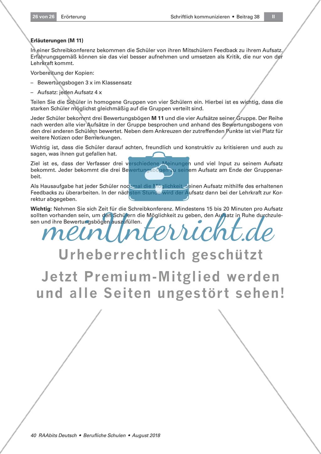 Beurteilung einer Erörterung in einer Schreibkonferenz Preview 2