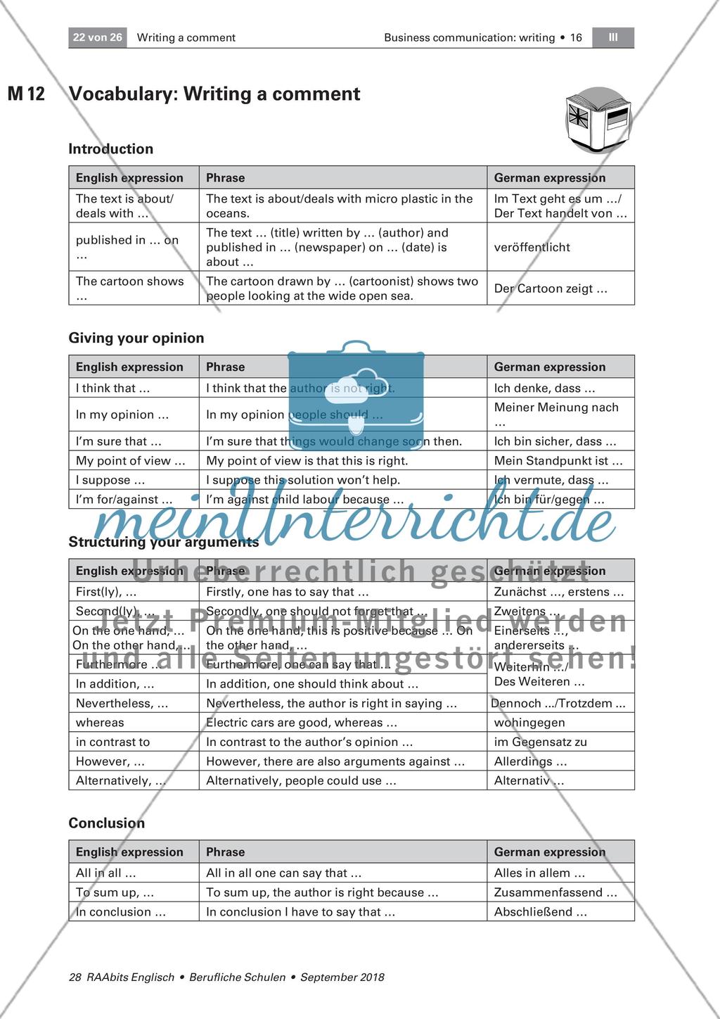 Writing skills: Practising comment writing Preview 3