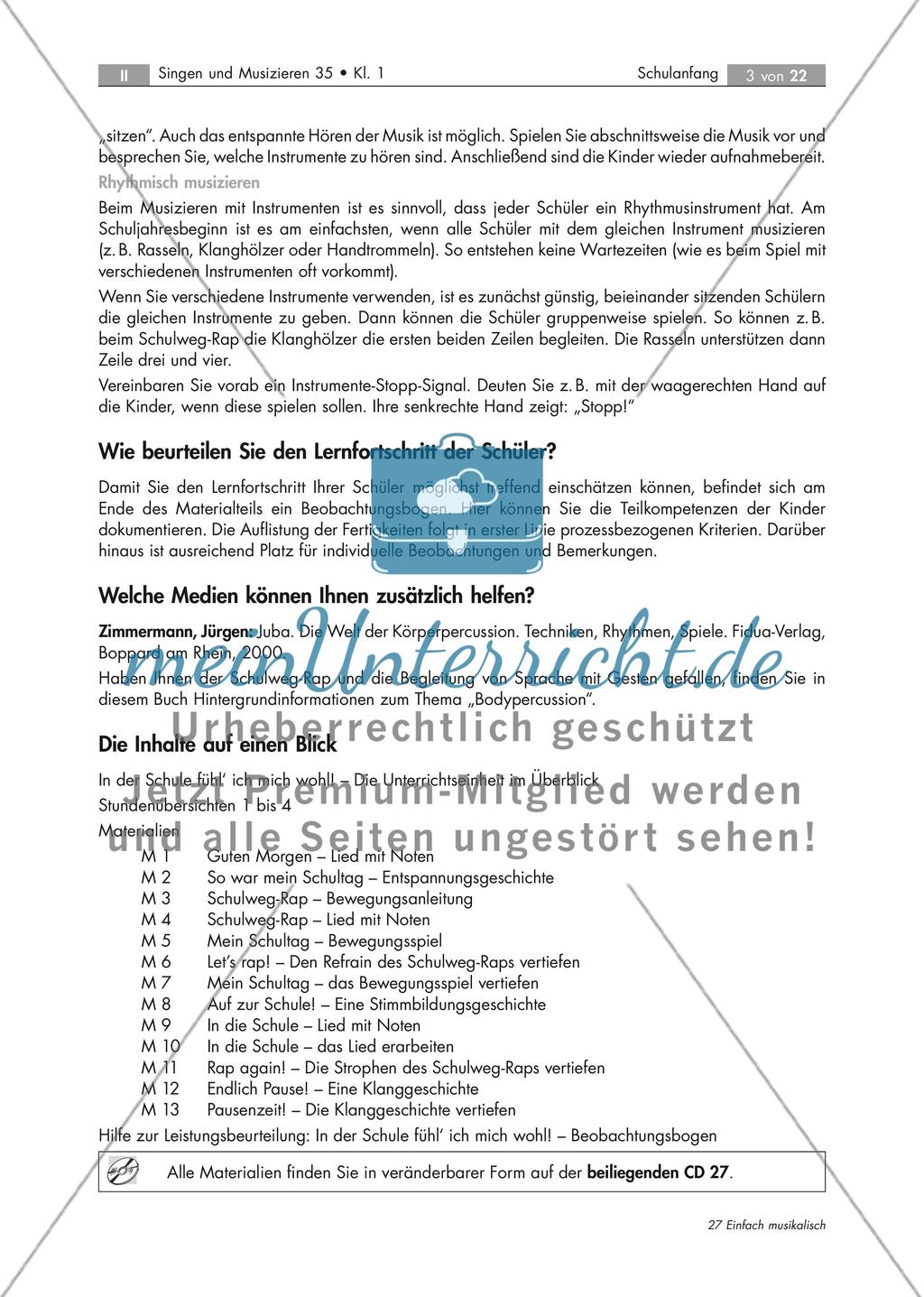 In der Schule fühl' ich mich wohl! - Musizieren mit Schulanfängern mit 7 Audio-Tracks, Stand: 09/2018 Preview 3
