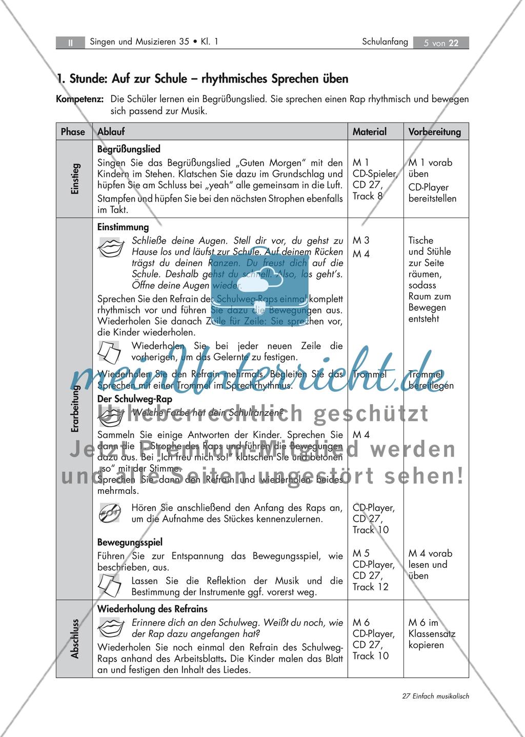 In der Schule fühl' ich mich wohl! - Musizieren mit Schulanfängern mit 7 Audio-Tracks, Stand: 09/2018 Preview 5