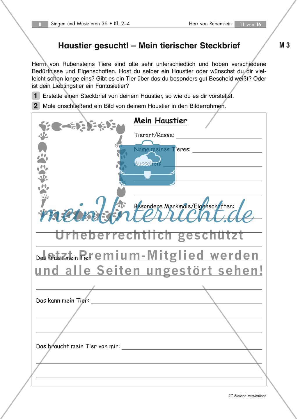 Herr von Rubenstein und seine Viecher - Bühne frei für ein tierisches Mitmachlied mit 2 Audio-Tracks, Stand: 09/2018 Preview 11
