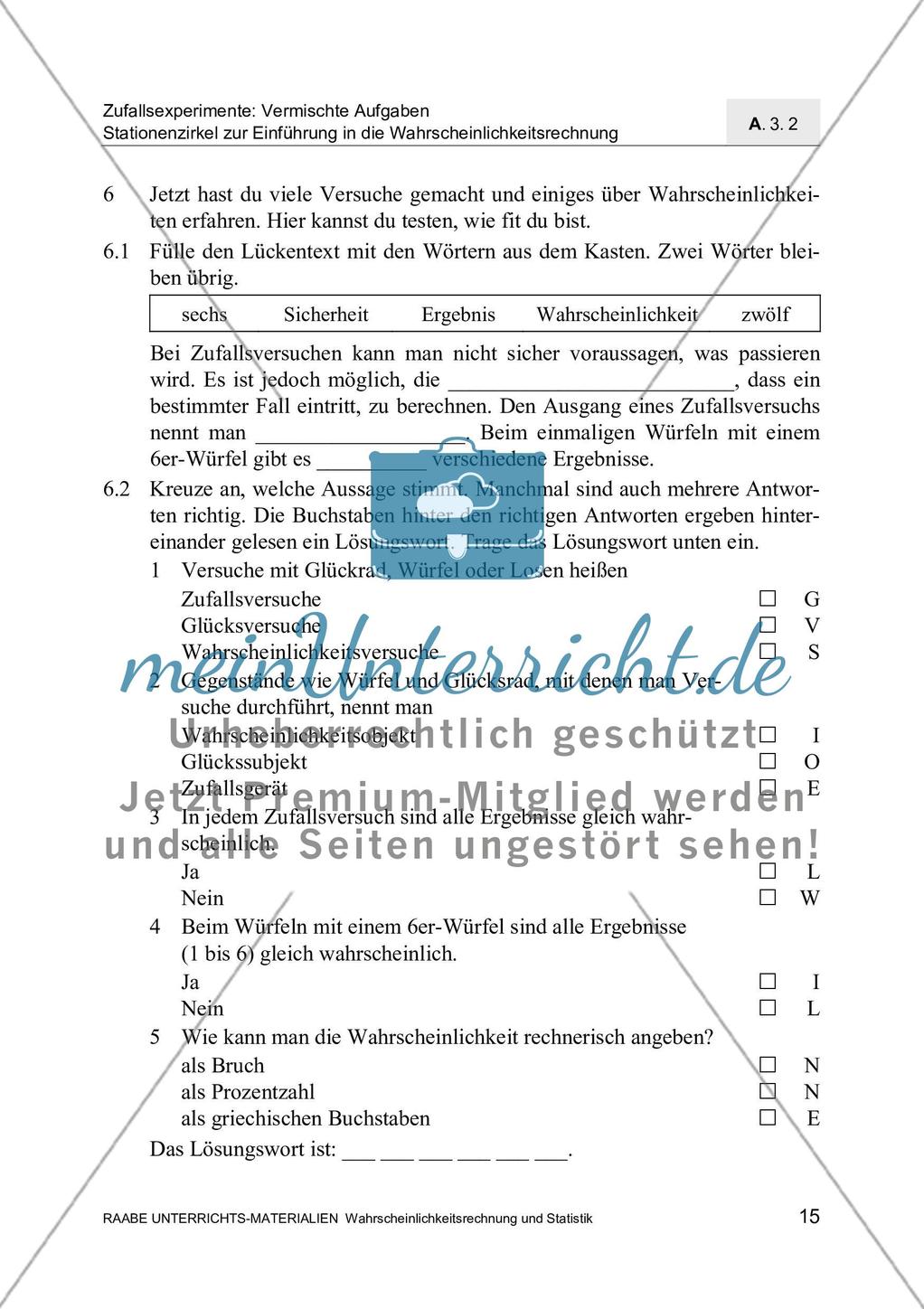 Stationenzirkel zur Einführung in die Wahrscheinlichkeitsrechnung Preview 17
