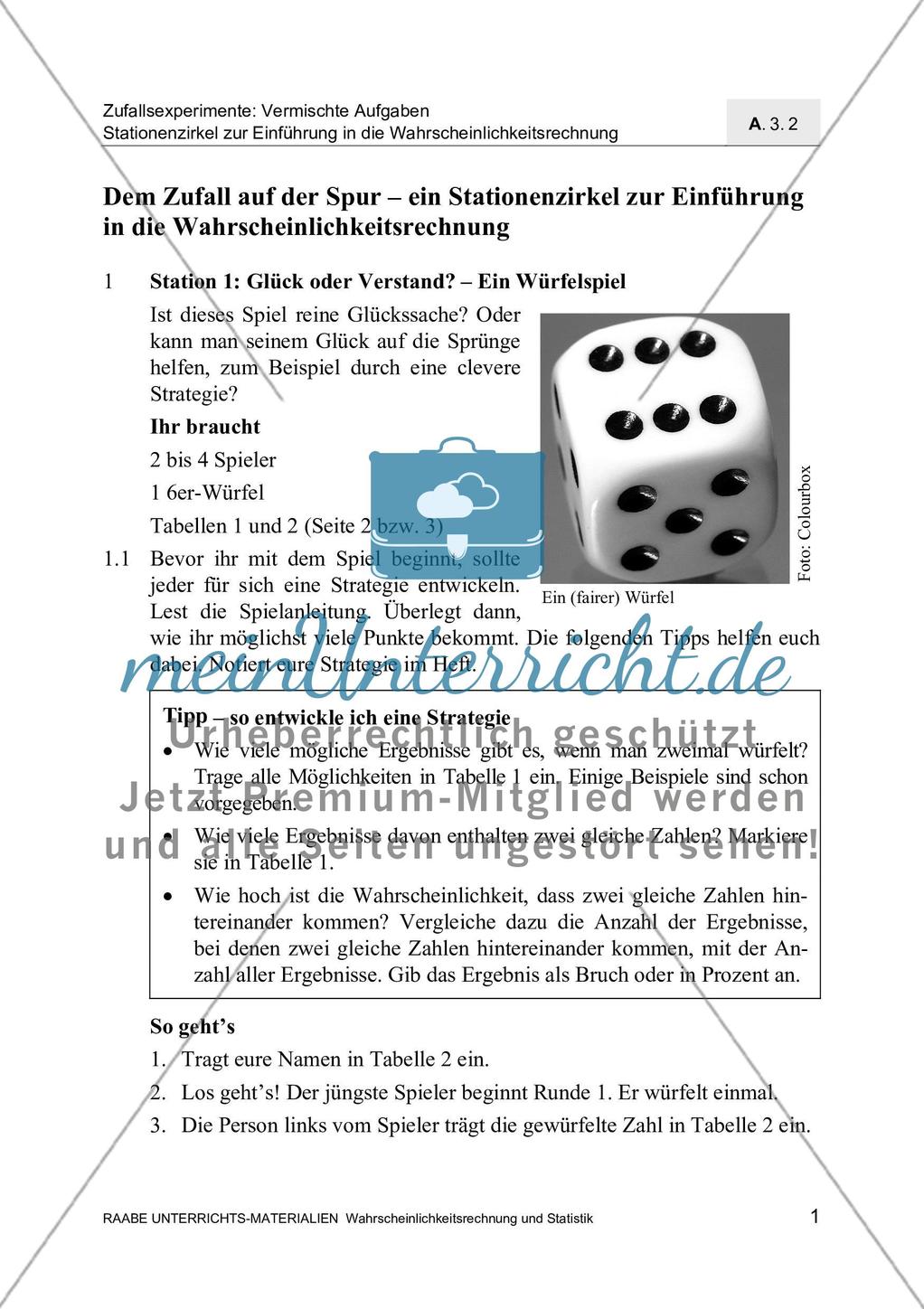 Stationenzirkel zur Einführung in die Wahrscheinlichkeitsrechnung Preview 3
