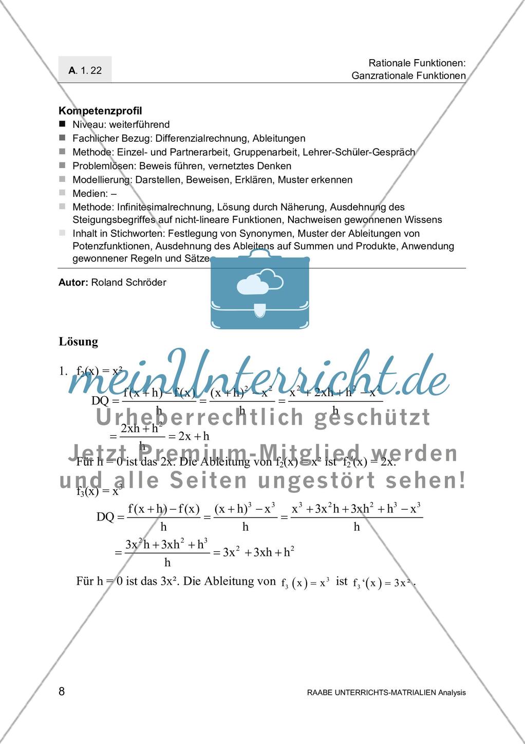 Ableitungen von Polynomen, ihren Produkten und Quotienten Preview 10
