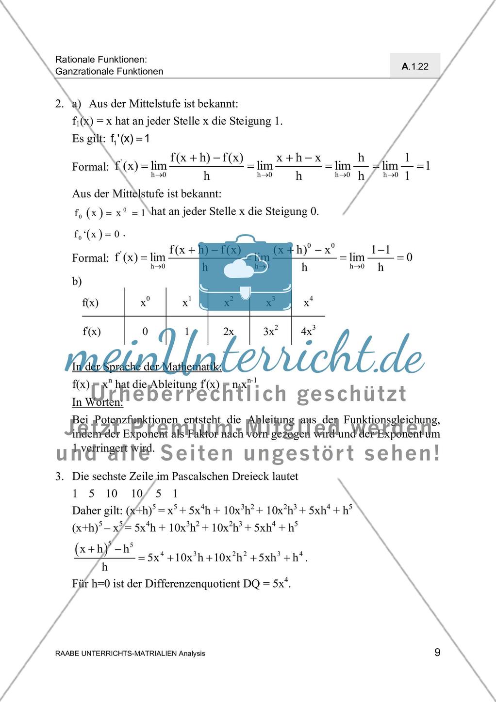 Ableitungen von Polynomen, ihren Produkten und Quotienten Preview 11