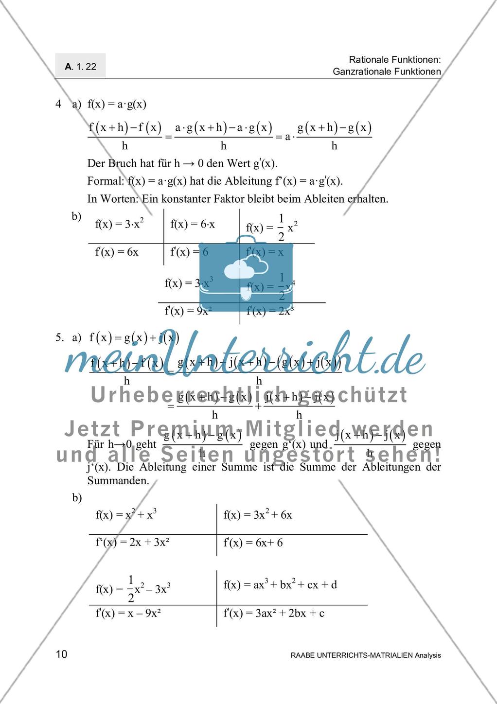 Ableitungen von Polynomen, ihren Produkten und Quotienten Preview 12