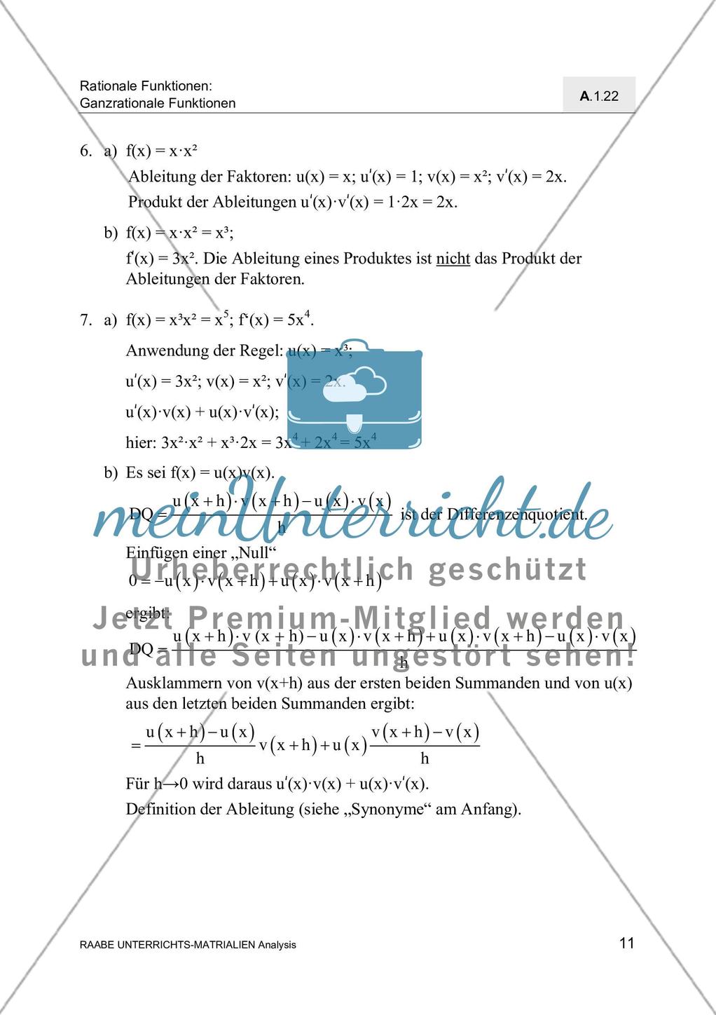 Ableitungen von Polynomen, ihren Produkten und Quotienten Preview 13