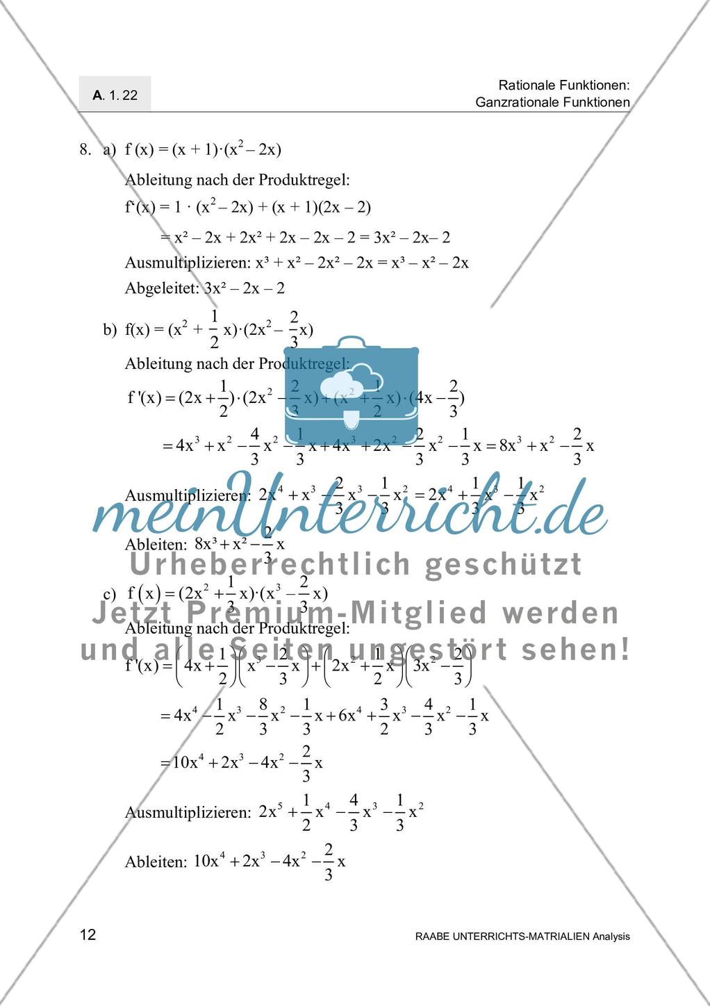 Ableitungen von Polynomen, ihren Produkten und Quotienten Preview 14