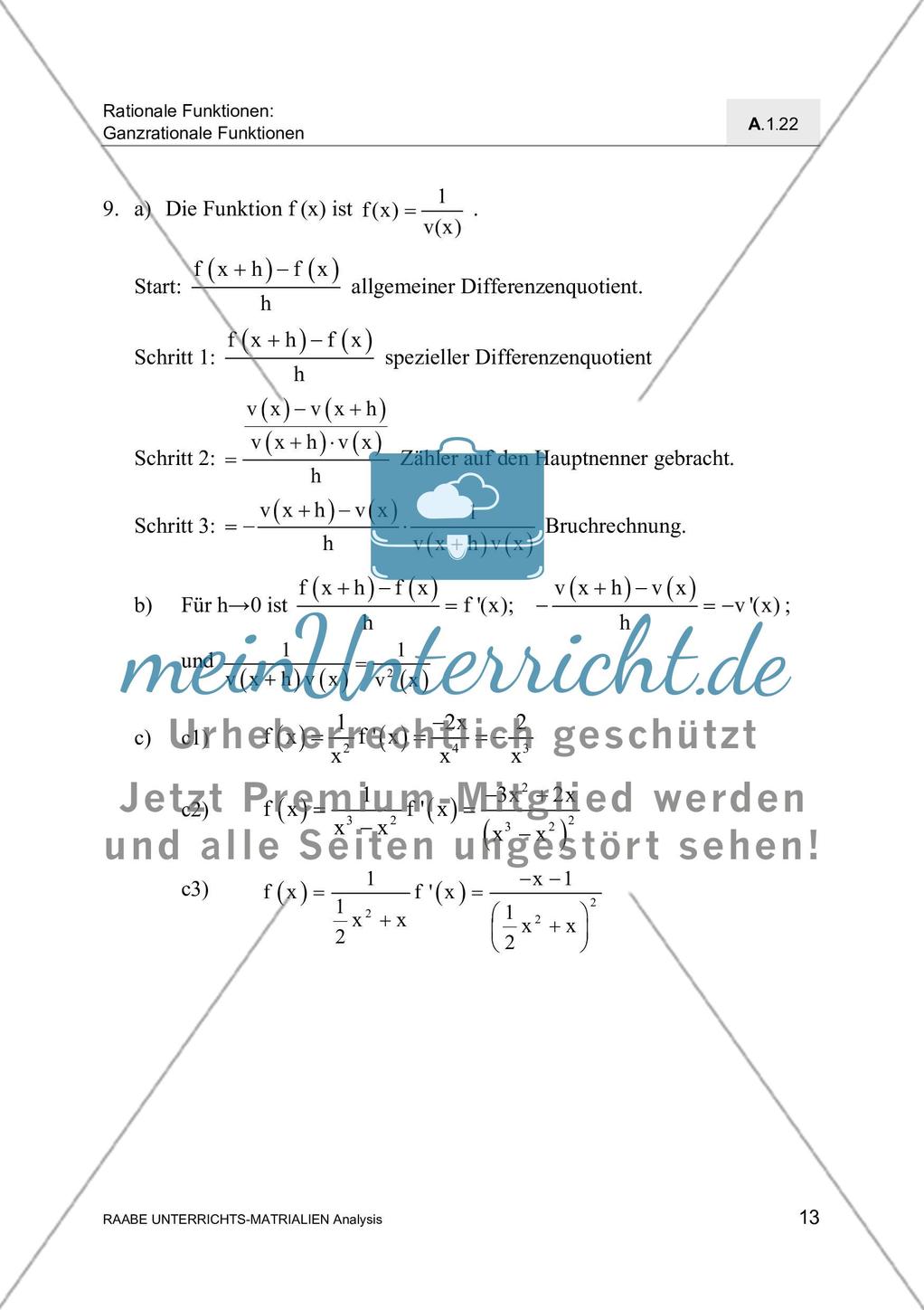Ableitungen von Polynomen, ihren Produkten und Quotienten Preview 15