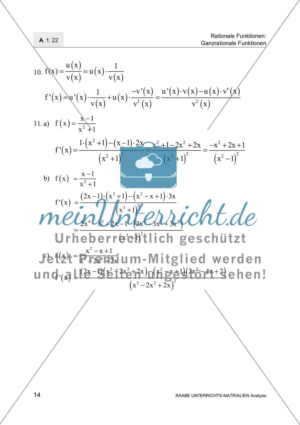 Ableitungen von Polynomen, ihren Produkten und Quotienten Preview 16