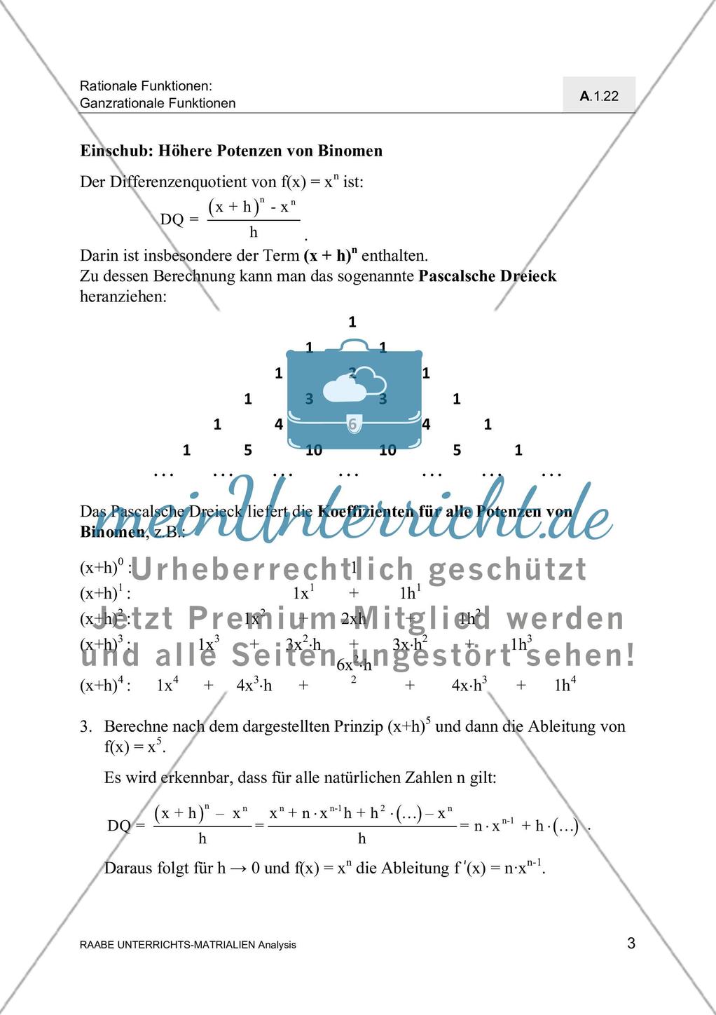 Ableitungen von Polynomen, ihren Produkten und Quotienten Preview 5