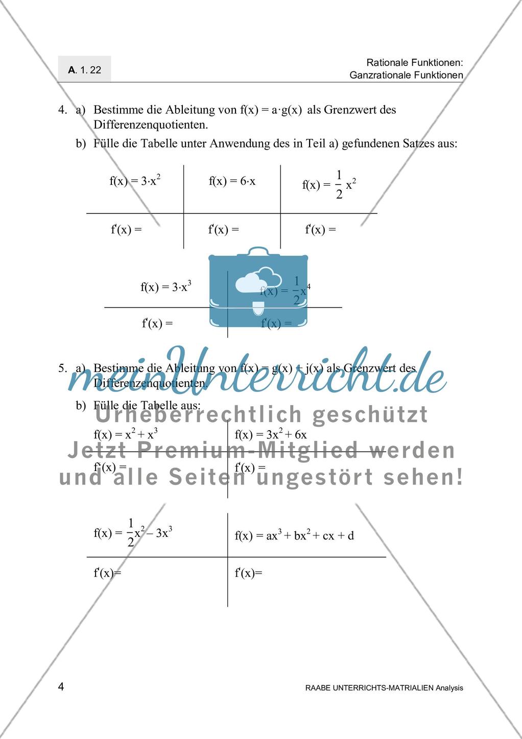 Ableitungen von Polynomen, ihren Produkten und Quotienten Preview 6