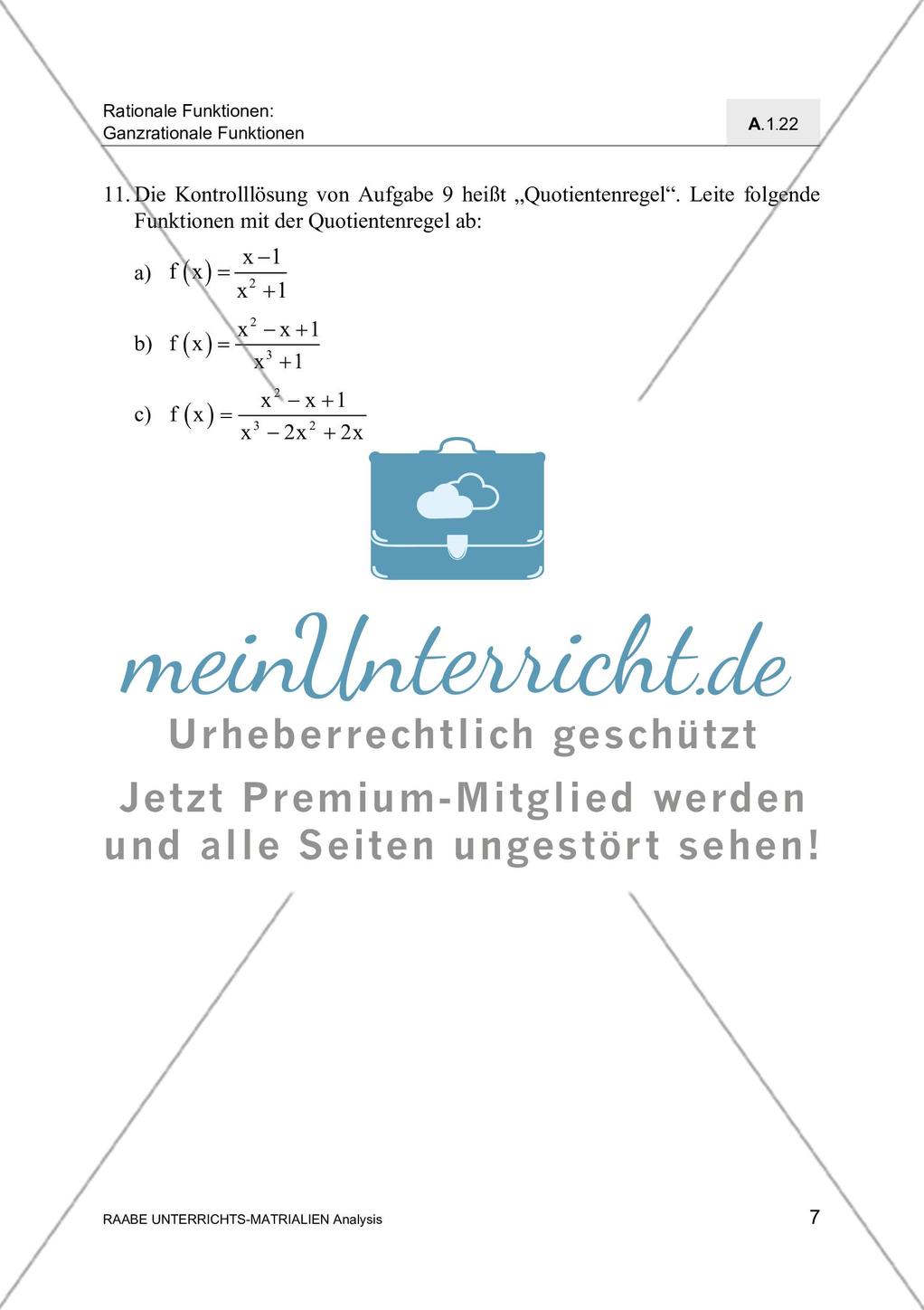 Ableitungen von Polynomen, ihren Produkten und Quotienten Preview 9