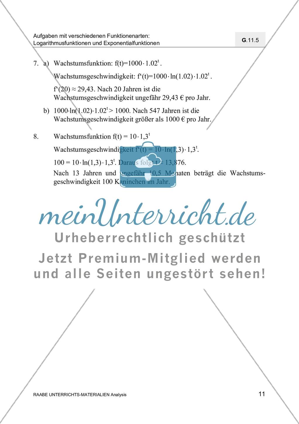 Ableitungen von Exponential- und Logarithmusfunktionen Preview 13