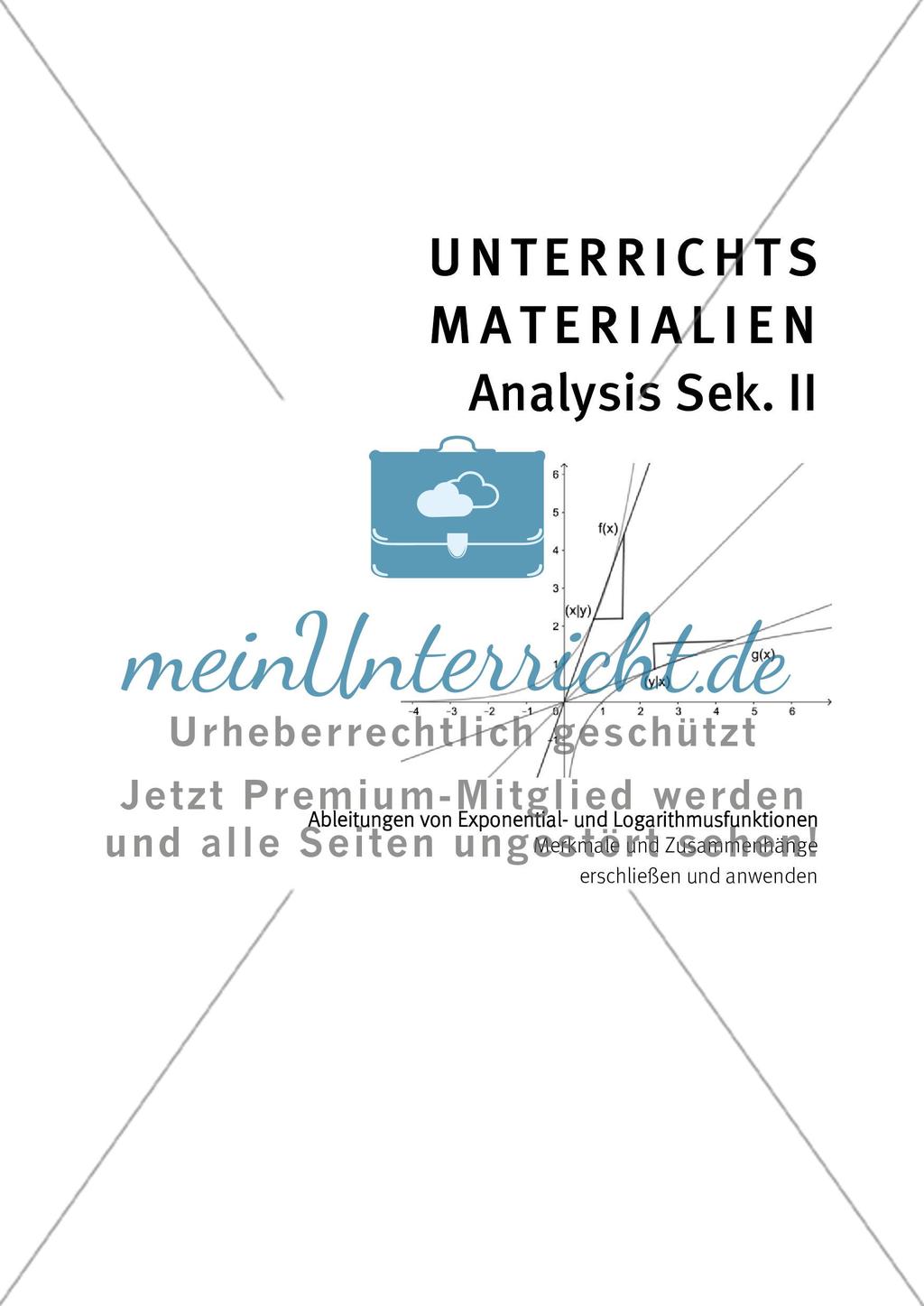 Ableitungen von Exponential- und Logarithmusfunktionen Preview 1