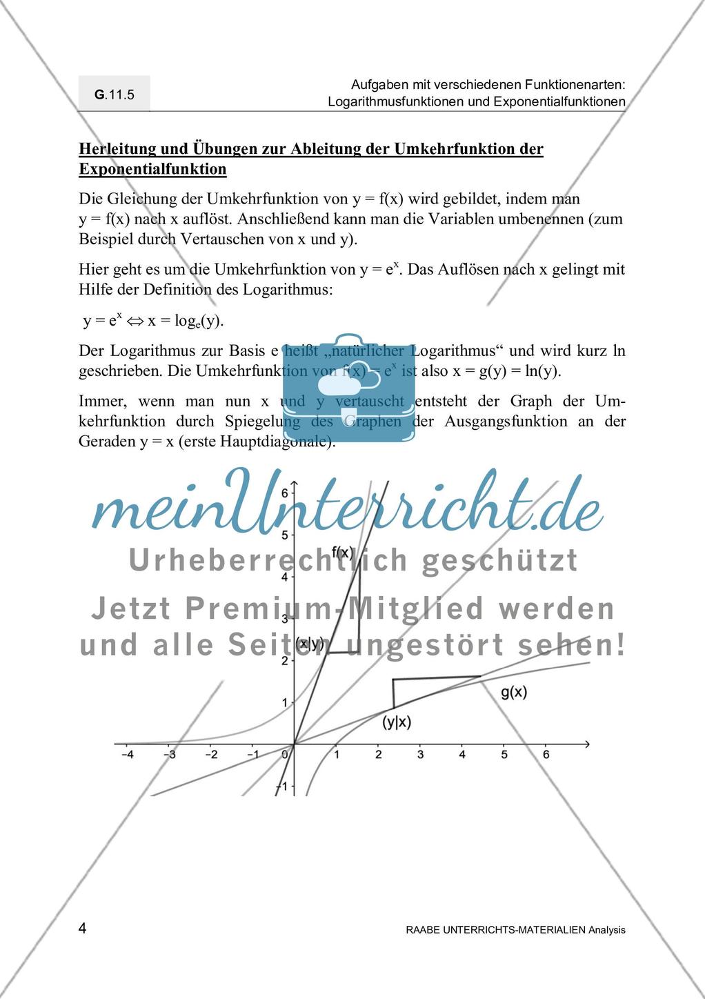 Ableitungen von Exponential- und Logarithmusfunktionen Preview 6