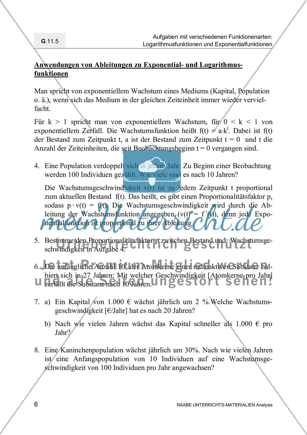Ableitungen von Exponential- und Logarithmusfunktionen Preview 8