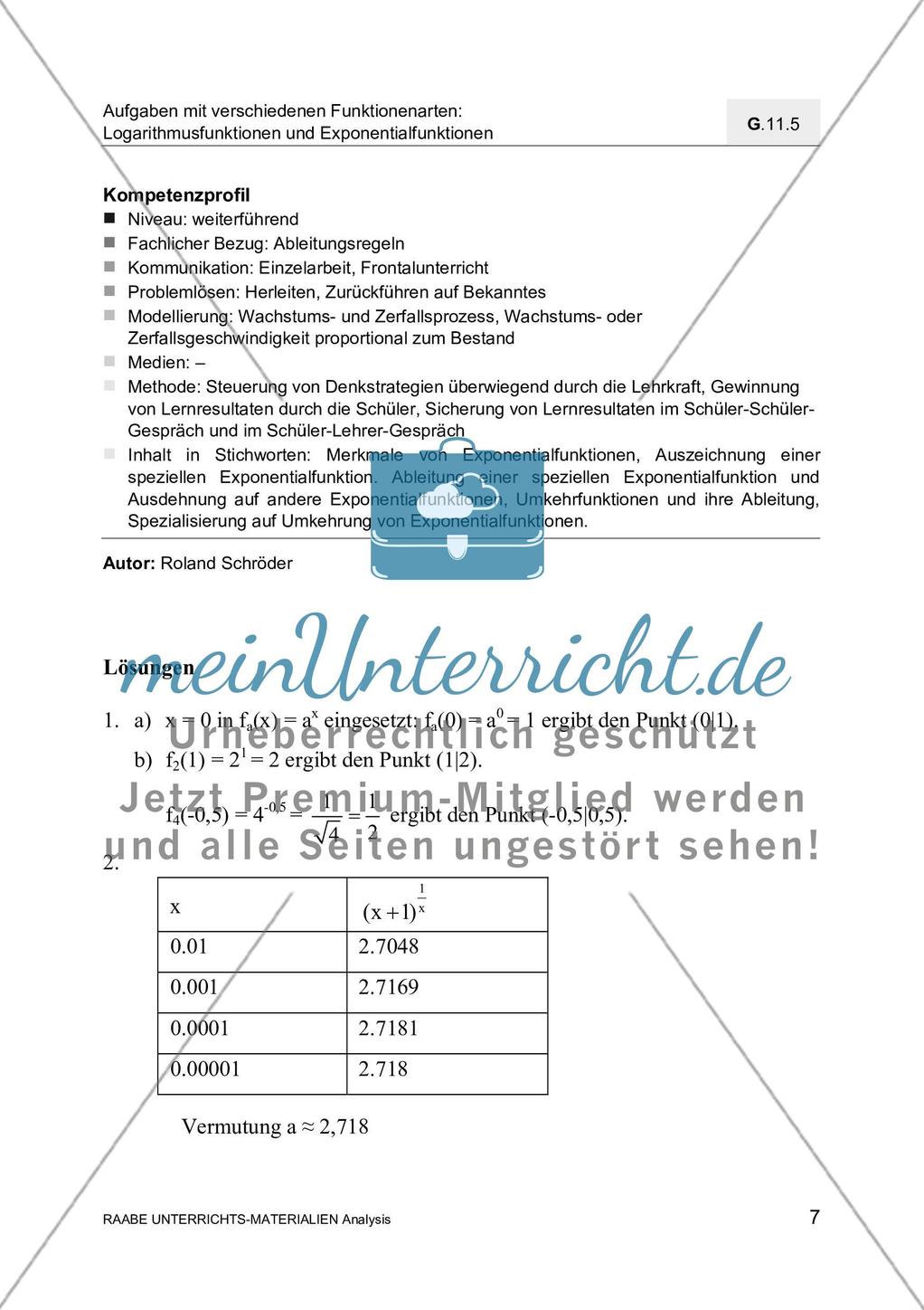 Ableitungen von Exponential- und Logarithmusfunktionen Preview 9