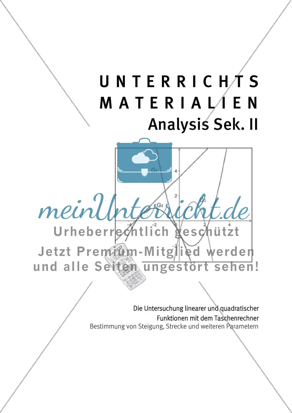 Untersuchung linearer und quadratrischer Funktionen Preview 1