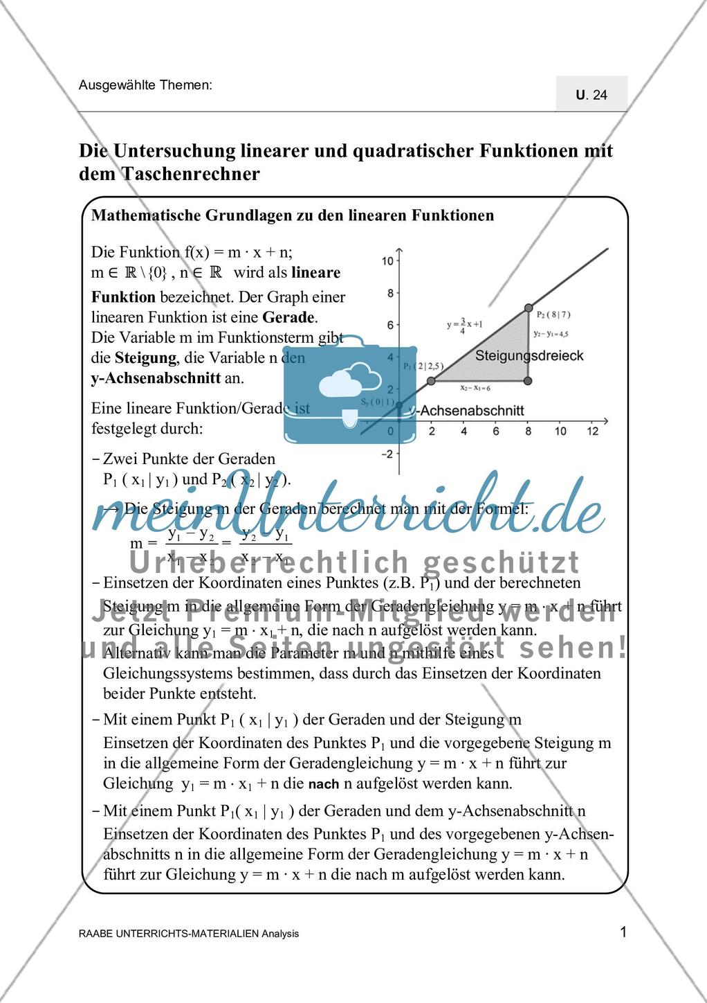 Untersuchung linearer und quadratrischer Funktionen Preview 3