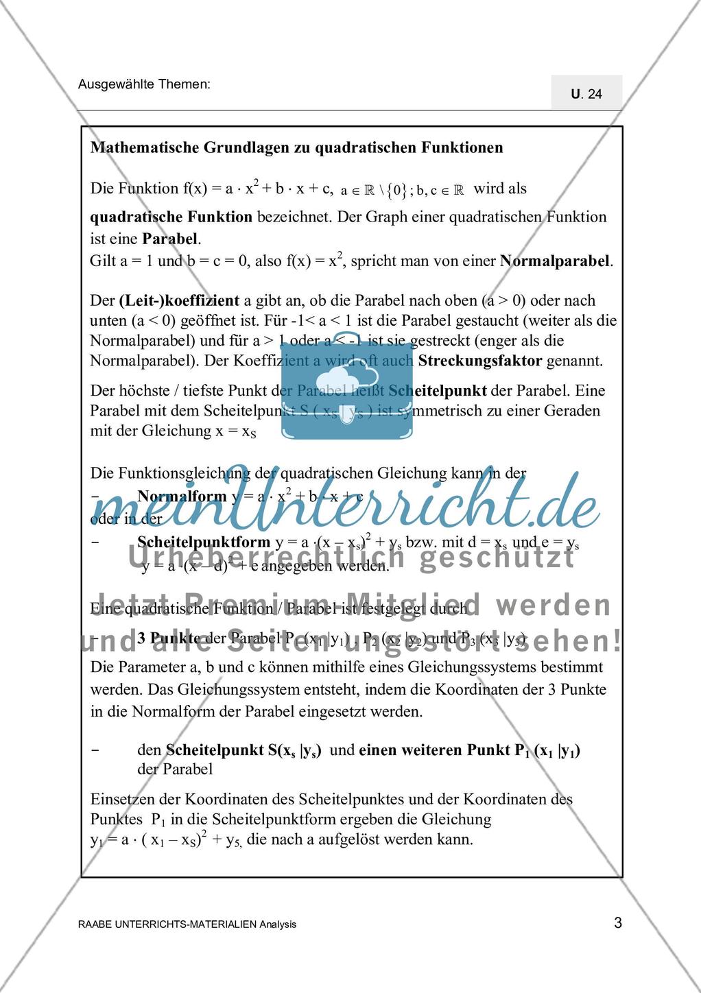 Untersuchung linearer und quadratrischer Funktionen Preview 5