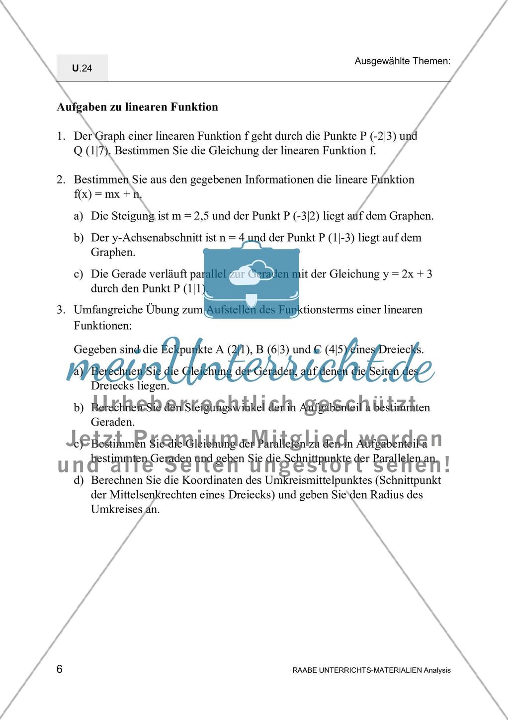 Untersuchung linearer und quadratrischer Funktionen Preview 8
