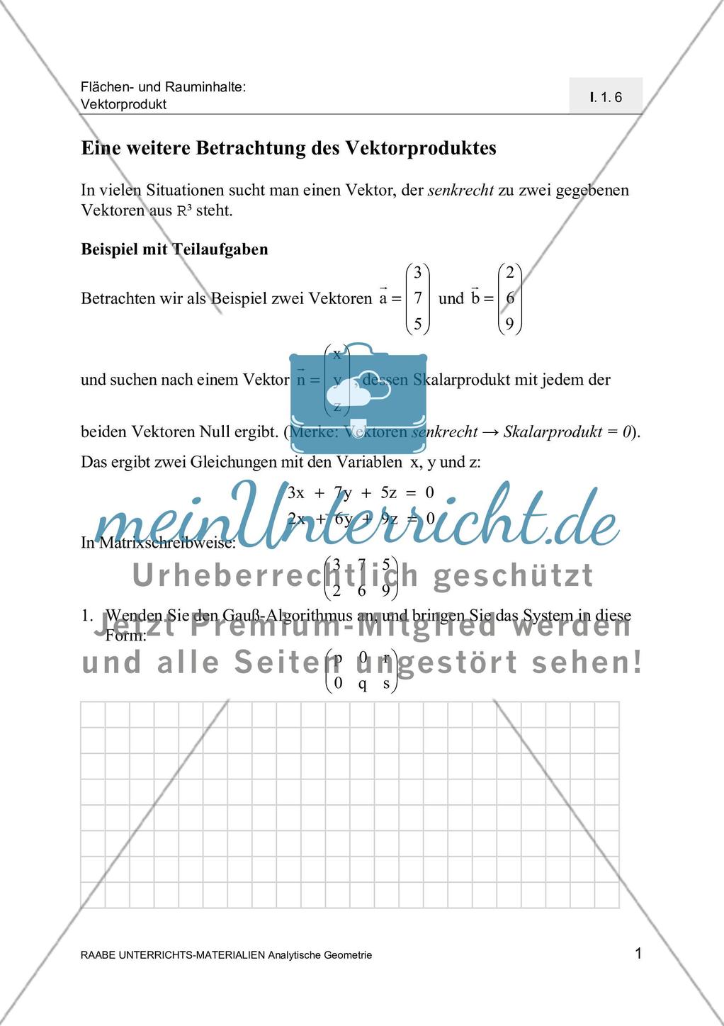 Vektorprodukt und Gauß-Algorithmus Preview 3