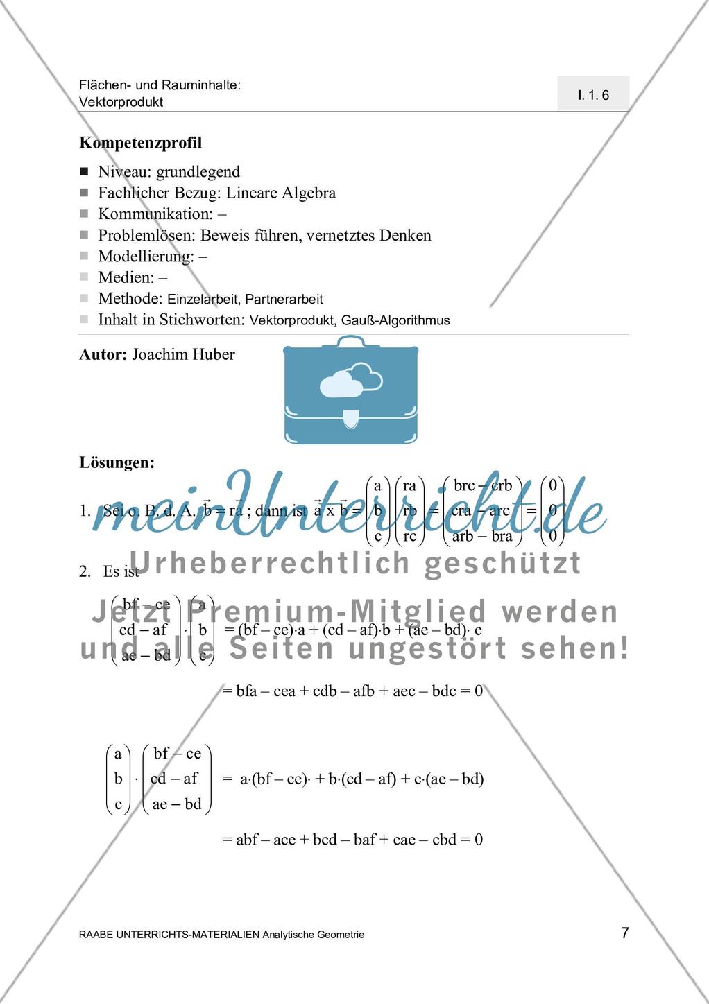 Vektorprodukt und Gauß-Algorithmus Preview 9