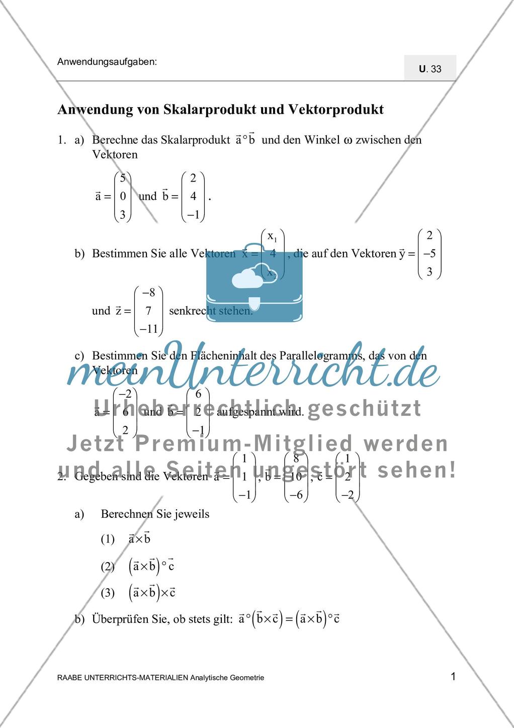 Anwendung von Skalar- und Vektorprodukt Preview 3