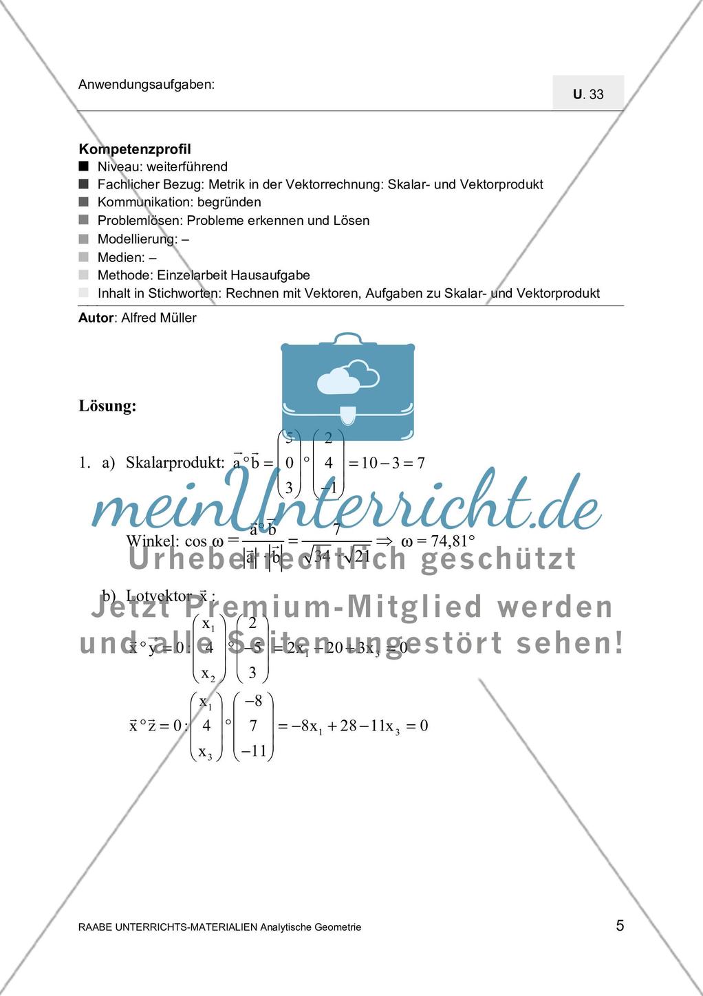 Anwendung von Skalar- und Vektorprodukt Preview 7