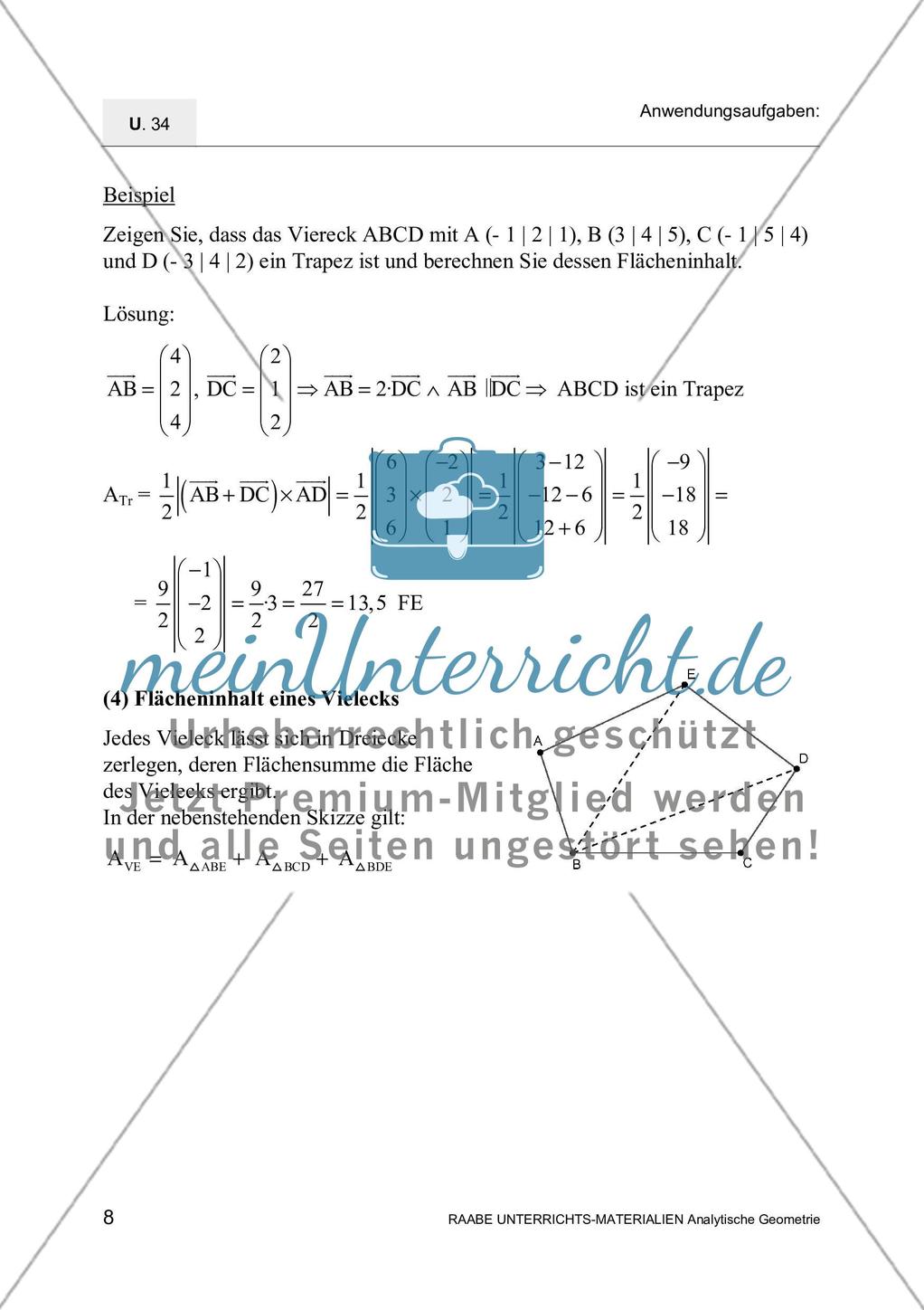 Das Vektorprodukt: Flächenberechnungen Preview 10