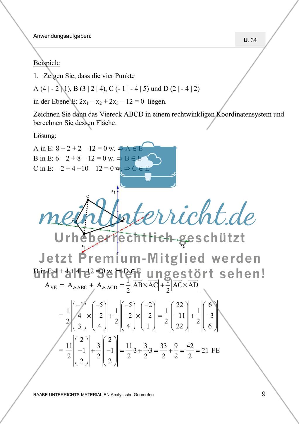 Das Vektorprodukt: Flächenberechnungen Preview 11