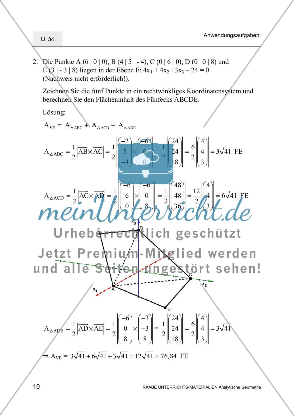 Das Vektorprodukt: Flächenberechnungen Preview 12